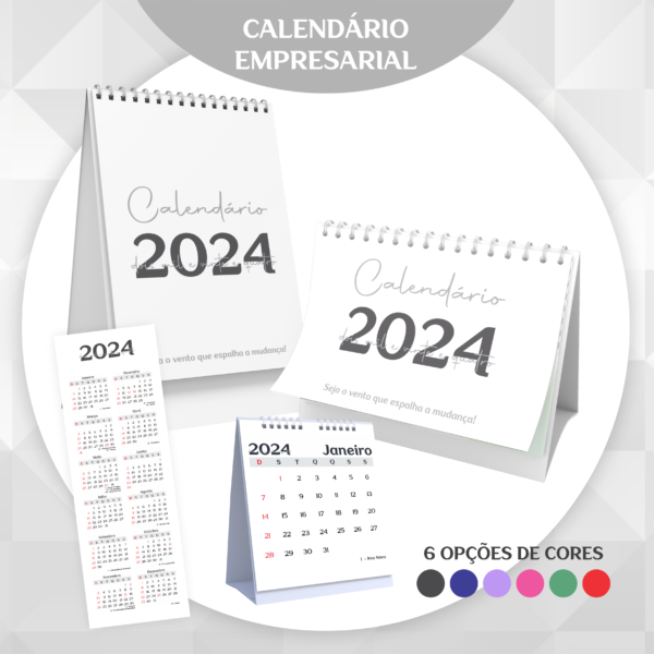 Combo Completo Calendários Empresarial 2024 Pamella Vieira 3062