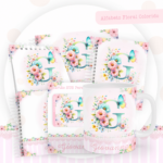 Kit Encadernação Baby Completo – Alfabeto Floral Colorido