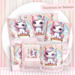 Kit Encadernação Baby Completo – Unicórnio no Balanço