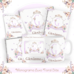 Kit Encadernação Baby Completo – Monograma Luxo Floral Lilás