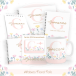 Kit Encadernação Baby Completo – Alfabeto Floral Fofo