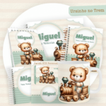 Kit Encadernação Baby Completo – Ursinho no Trem