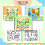 Livro de colorir tema Dino