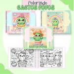 Livro de colorir tema Cactos Fofos