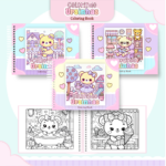 Livro de colorir tema Ursinhos Kawaii