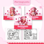 Livro de colorir tema Moranguinho