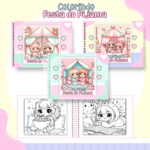 Livro de colorir tema Festa do Pijama
