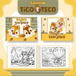 Livro de colorir tema Tico e Teco