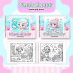 Livro de colorir tema Fundo do Mar Menina