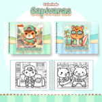 Livro de colorir tema Capivara Menino