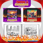 Livro de colorir tema Carros e Caminhões