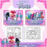 Livro de colorir tema Trolls