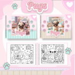 Livro de colorir tema Pug