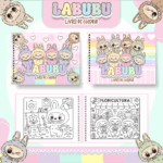 Livro de colorir tema Labubu Menina