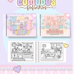 Livro de colorir tema Cômodos Fofinhos