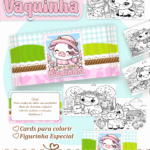Card de colorir tema Vaquinha Fofa