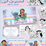 Card de colorir tema Lilo & Stitch