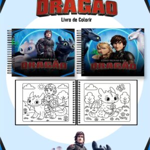 Livro de colorir tema Como Treinar o Seu Dragão