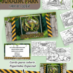 Card de colorir tema Jurassic Park