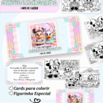 Card de colorir tema Minnie e Margarida