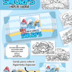 Card de colorir tema Smurfs