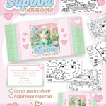 Card de colorir tema Sapinho Kawaii