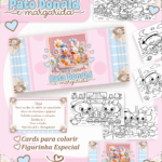 Card de colorir tema Pato Donald e Margarida