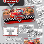 Card de colorir tema Carros Disney