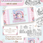 Card de colorir tema Jardim de Passarinhos