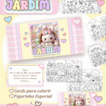 Card de colorir tema Jardim Fofo