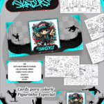 Card de colorir tema Skaters