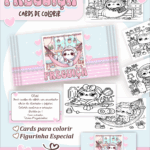 Card de colorir tema Preguiça Kawaii