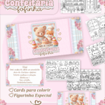 Card de colorir tema Confeitaria Fofinha