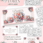Card de colorir tema Flores