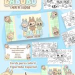 Card de colorir tema Labubu Menino