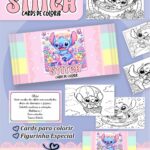 Card de colorir tema Stitch Menina