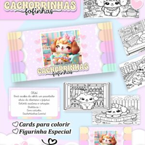 Card de colorir tema Cachorrinhas Fofinhas