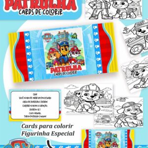 Card de colorir tema Patrulha Canina