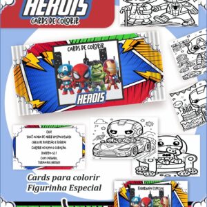 Card de colorir tema Heróis
