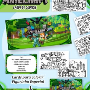 Card de colorir tema Minecraft