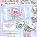 Card de colorir tema Hello Kitty