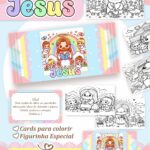 Card de colorir tema Cristão Menina