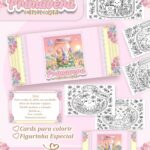 Card de colorir tema Potinhos de Primavera