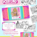 Card de colorir tema Barbie