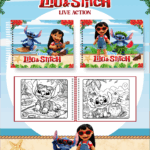 Livro de colorir tema Stitch Live Action