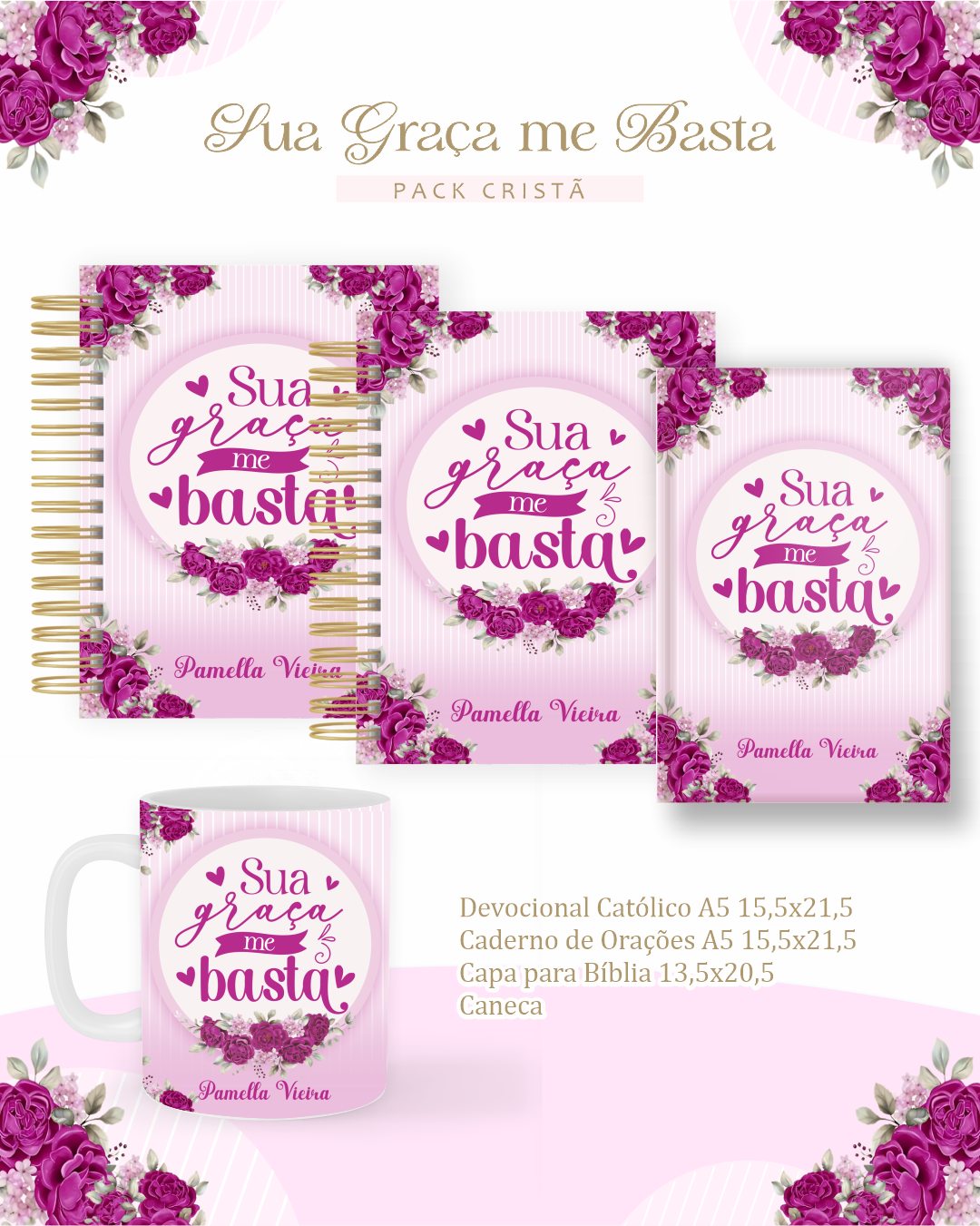 1 Combo Cristão - Lettering Feminina Católica - Imagem 1