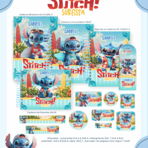 Combo Escolar Completo - Stitch Surfista