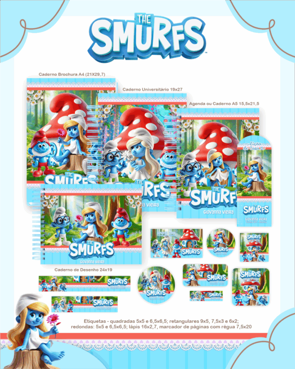 Combo Escolar Completo - Smurfs - Imagem 1