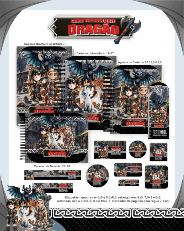 Combo Escolar Completo - Como Treinar seu Dragão - Imagem 1