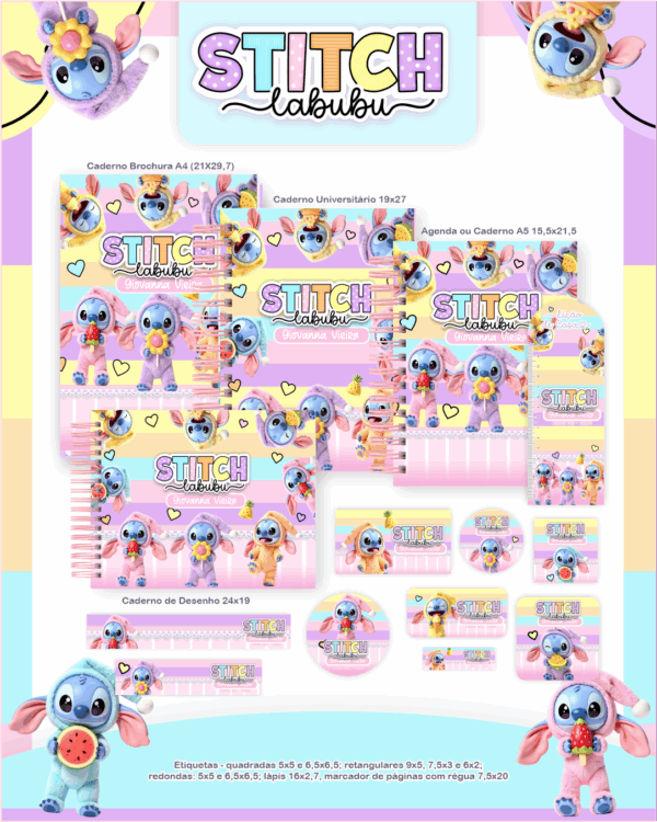 Combo Escolar Completo - Stitch Labubu - Imagem 1
